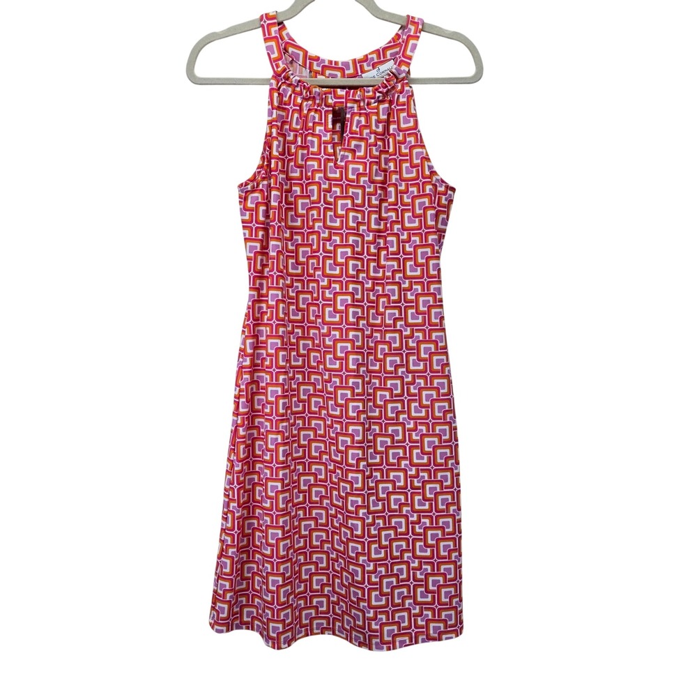 Jude Connally Lisa Halter Dress Sleeveless Keyhole Small‎ Geomtric Retro Beach